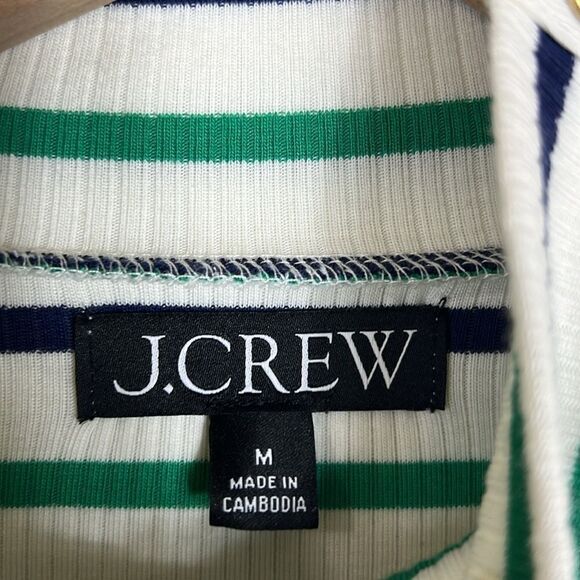J. Crew Ribbed Turtleneck Top Striped Sailor Gold Buttons Size Medium - Picture 5 of 8